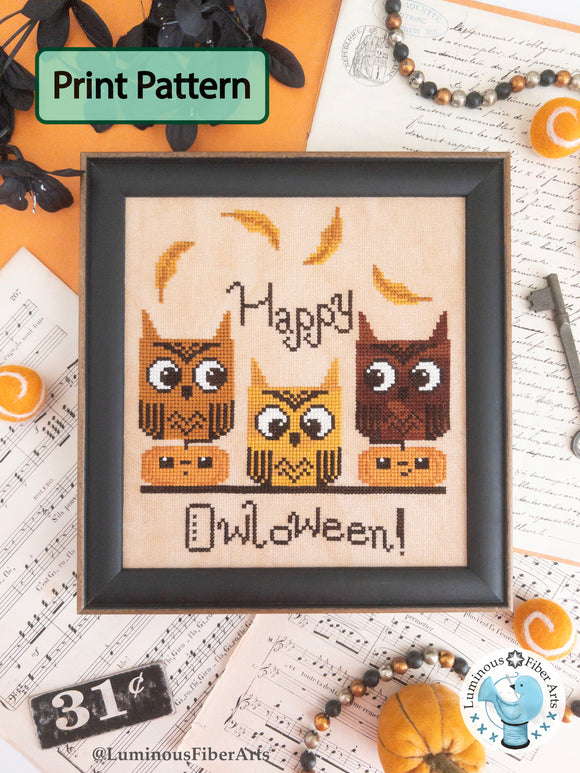 Happy Owloween, Happy Autumn by Luminous Fiber Arts Printed Paper Pattern