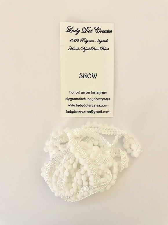 Snow Mini Pom Pom Trim by Lady Dot Creates